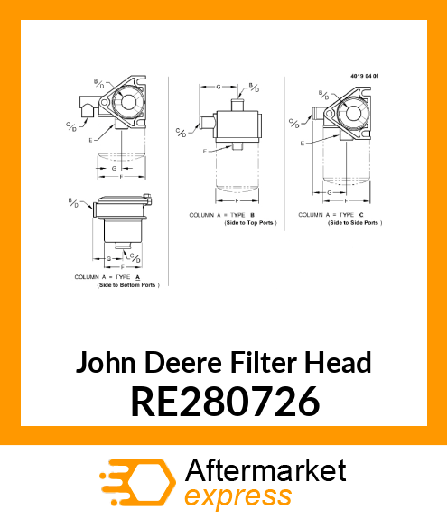 FILTER HEAD, FILTER HEAD, HEAD, HYD RE280726