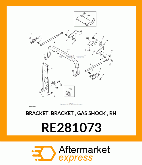 BRACKET, BRACKET , GAS SHOCK , RH RE281073