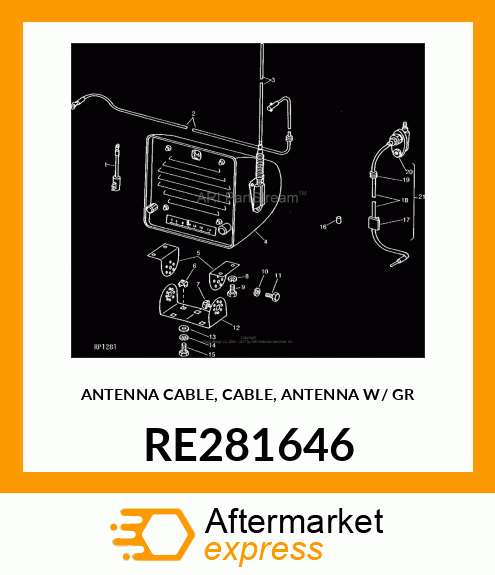 ANTENNA CABLE, CABLE, ANTENNA W/ GR RE281646