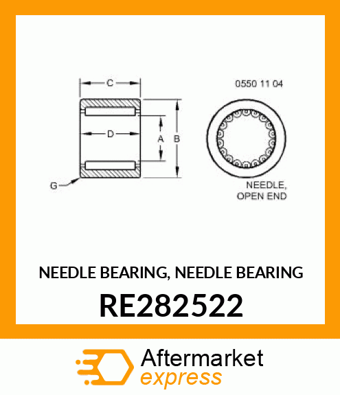 NEEDLE BEARING, NEEDLE BEARING RE282522