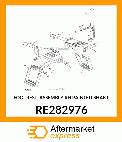 FOOTREST, ASSEMBLY RH PAINTED SHAKT RE282976