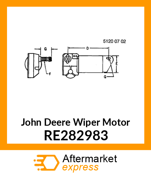 WIPER MOTOR, WINDSHIELD WIPER MOTOR RE282983