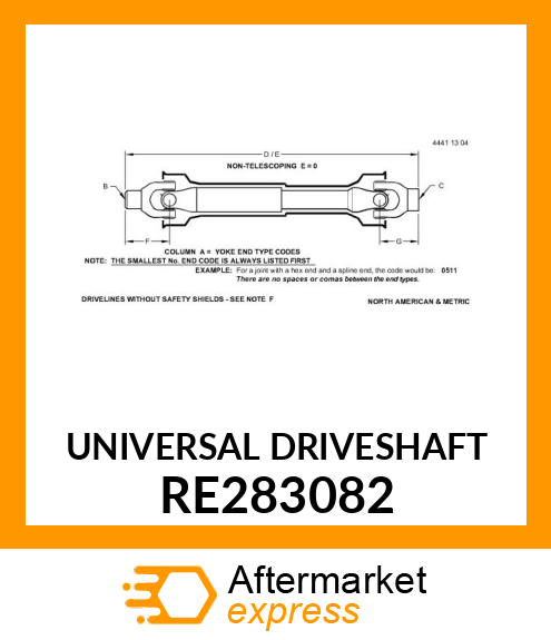 UNIVERSAL DRIVESHAFT RE283082