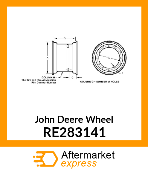 WHEEL, 42 X DW25A W/BLT FLANGE RE283141