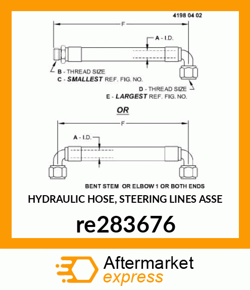 HYDRAULIC HOSE, STEERING LINES ASSE re283676