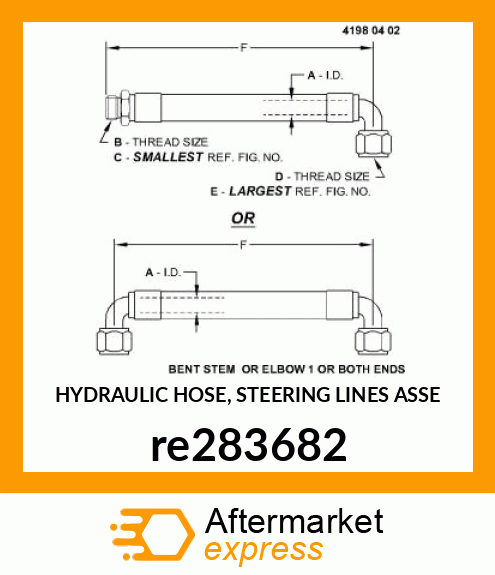 HYDRAULIC HOSE, STEERING LINES ASSE re283682