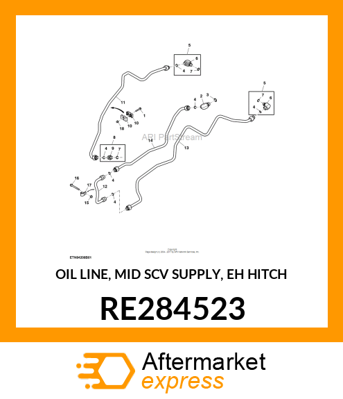 OIL LINE, MID SCV SUPPLY, EH HITCH RE284523