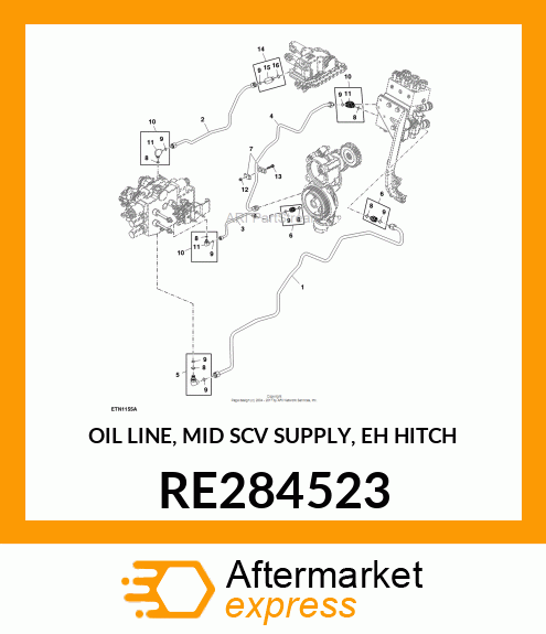 OIL LINE, MID SCV SUPPLY, EH HITCH RE284523