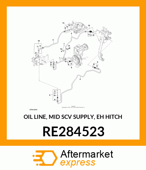 OIL LINE, MID SCV SUPPLY, EH HITCH RE284523