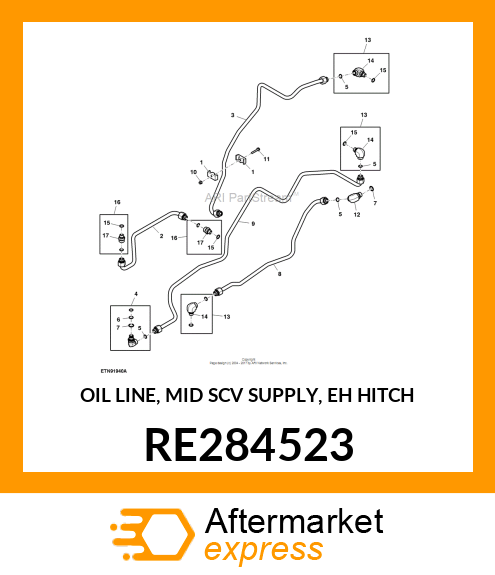 OIL LINE, MID SCV SUPPLY, EH HITCH RE284523