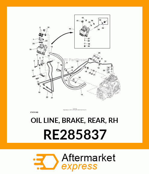 OIL LINE, BRAKE, REAR, RH RE285837