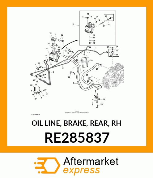 OIL LINE, BRAKE, REAR, RH RE285837