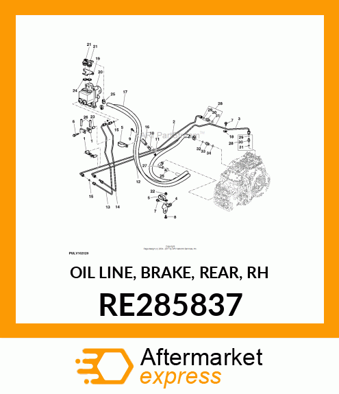 OIL LINE, BRAKE, REAR, RH RE285837