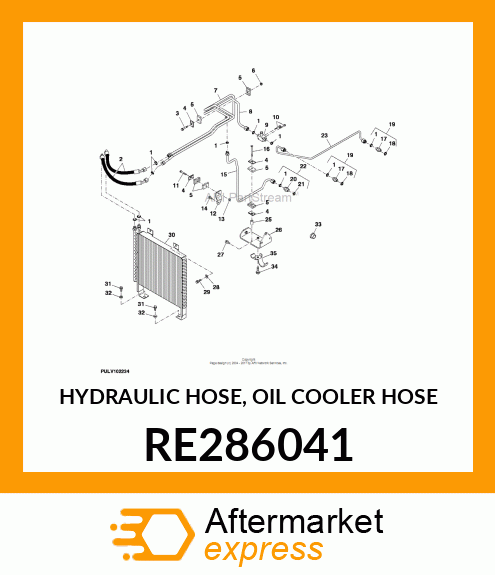 HYDRAULIC HOSE, OIL COOLER HOSE RE286041