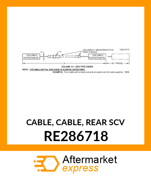 CABLE, CABLE, REAR SCV RE286718