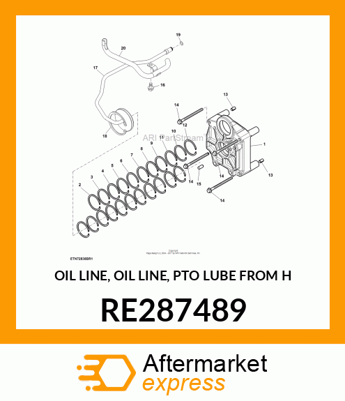 OIL LINE, OIL LINE, PTO LUBE FROM H RE287489