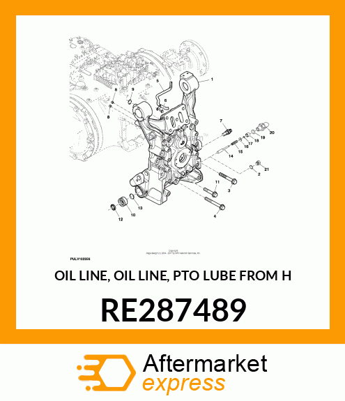 OIL LINE, OIL LINE, PTO LUBE FROM H RE287489