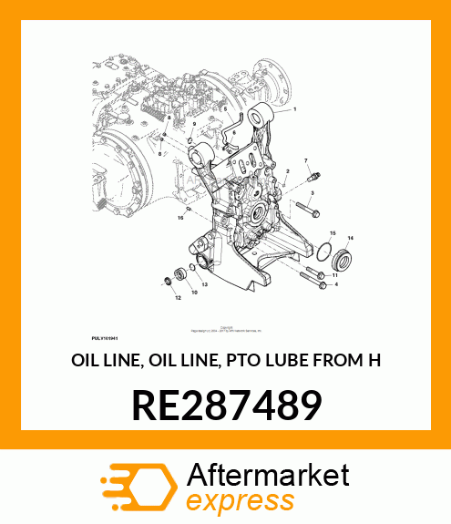 OIL LINE, OIL LINE, PTO LUBE FROM H RE287489