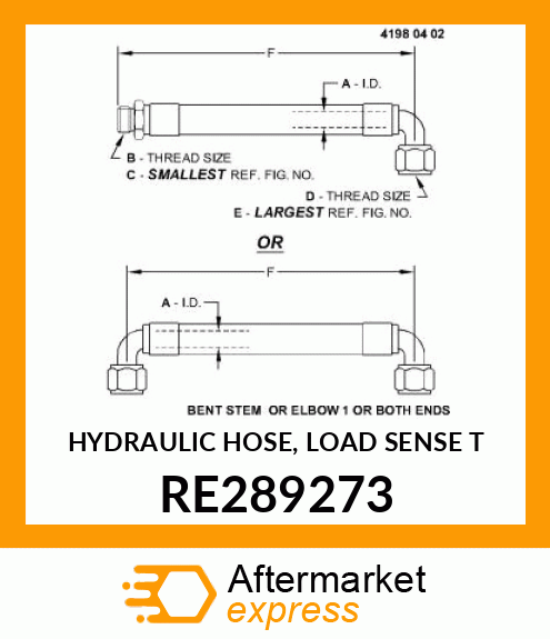 HYDRAULIC HOSE, LOAD SENSE T RE289273