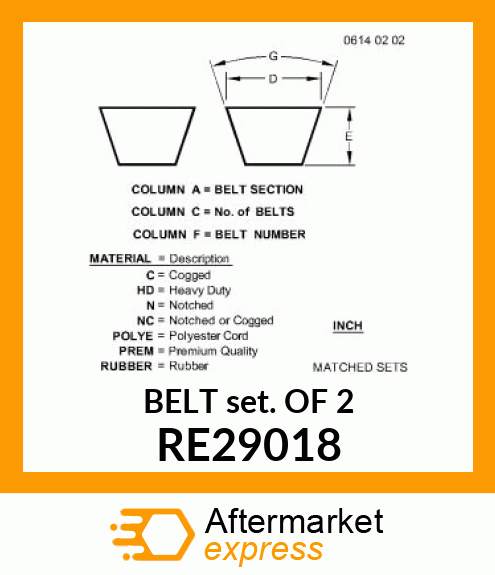 BELTS,TWO MATCHED VEE RE29018