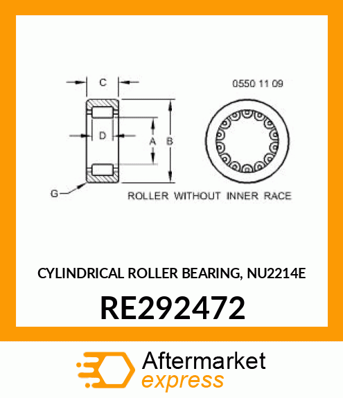 CYLINDRICAL ROLLER BEARING, NU2214E RE292472
