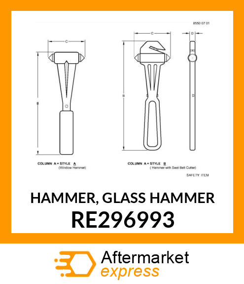 HAMMER, GLASS HAMMER RE296993