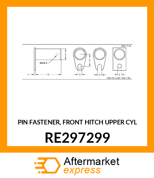 PIN FASTENER, FRONT HITCH UPPER CYL RE297299