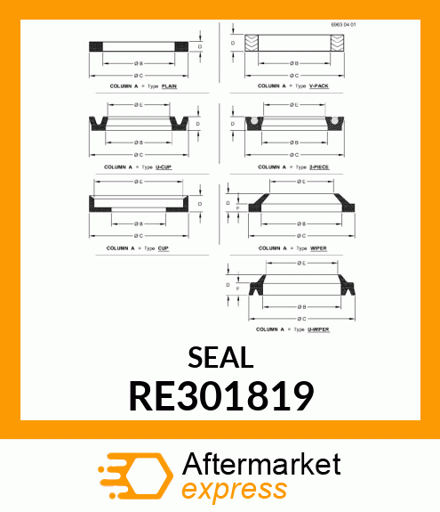 SEAL, DRIVEN MOVING SHEAVE, 56 MM RE301819