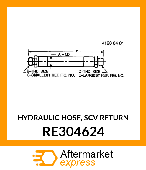 HYDRAULIC HOSE, SCV RETURN RE304624