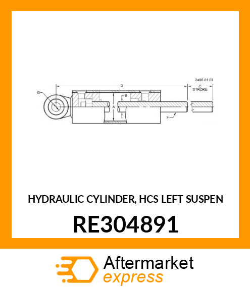 HYDRAULIC CYLINDER, HCS LEFT SUSPEN RE304891