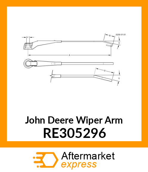 WIPER ARM, WINDSHIELD RE305296