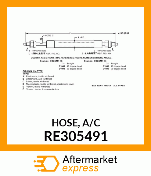 HOSE, A/C RE305491