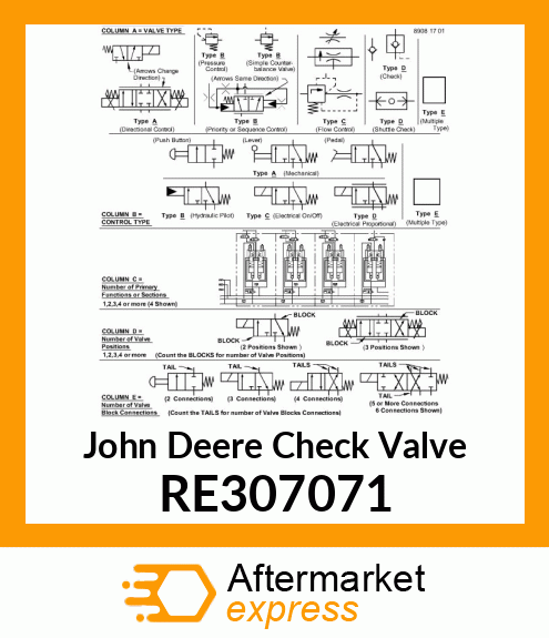 CHECK VALVE, CHECK FITTING RE307071