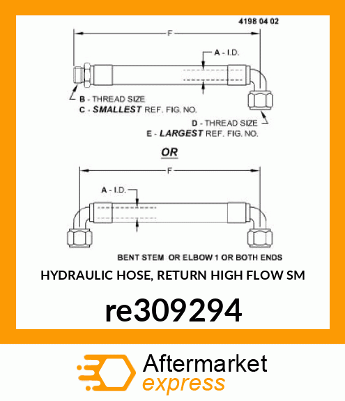 HYDRAULIC HOSE, RETURN HIGH FLOW SM re309294