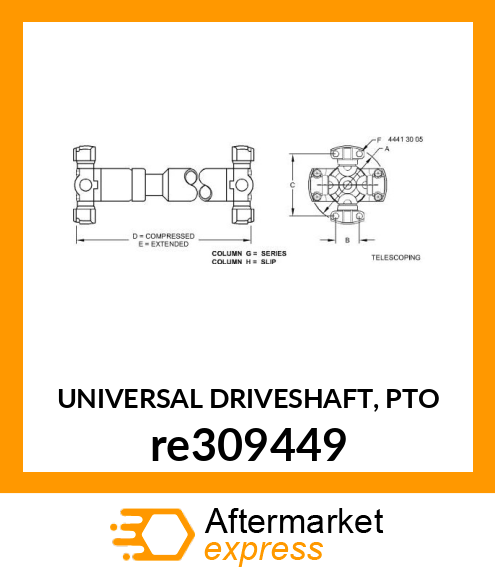 UNIVERSAL DRIVESHAFT, PTO re309449