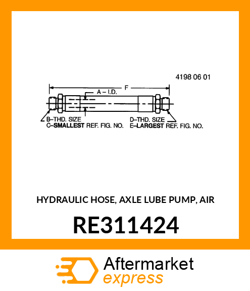 HYDRAULIC HOSE, AXLE LUBE PUMP, AIR RE311424