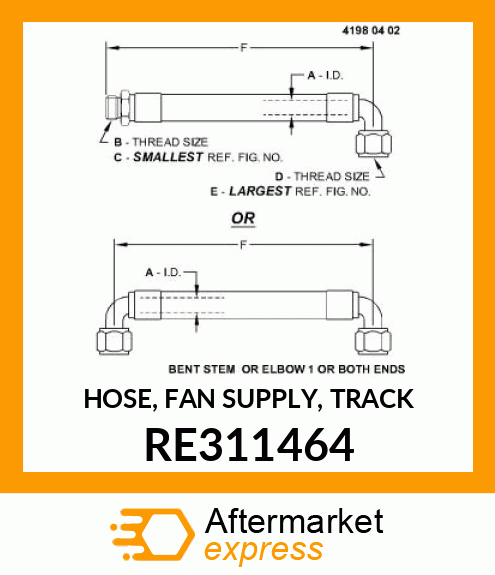 HOSE, FAN SUPPLY, TRACK RE311464