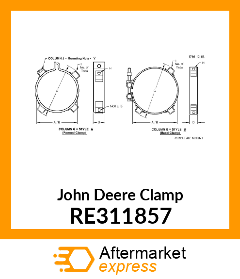 CLAMP, ATD, SIZE 6 RE311857