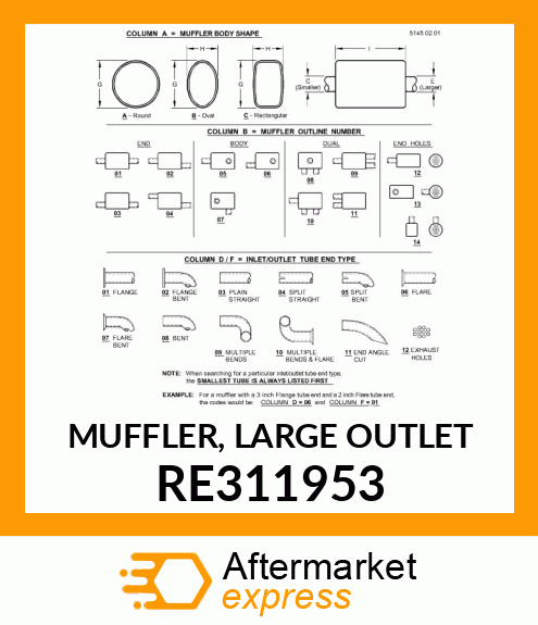 MUFFLER, LARGE OUTLET RE311953