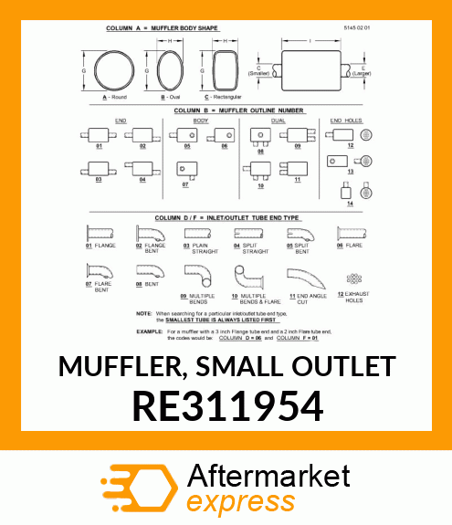 MUFFLER, SMALL OUTLET RE311954