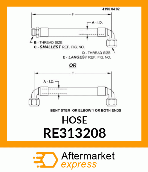 HYDRAULIC HOSE, SUPPLY SECONDARY BR RE313208