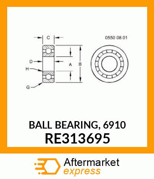 BALL BEARING, 6910 RE313695