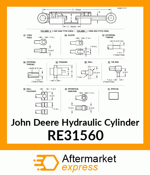 HYDRAULIC CYLINDER, 88.9X38.1 RE31560