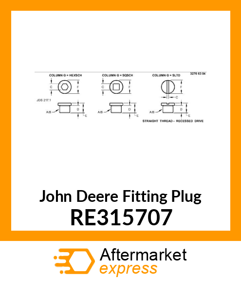 FITTING PLUG, ILS AUXLS PORT PLUG RE315707