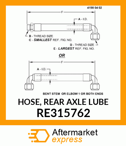 HOSE, REAR AXLE LUBE RE315762