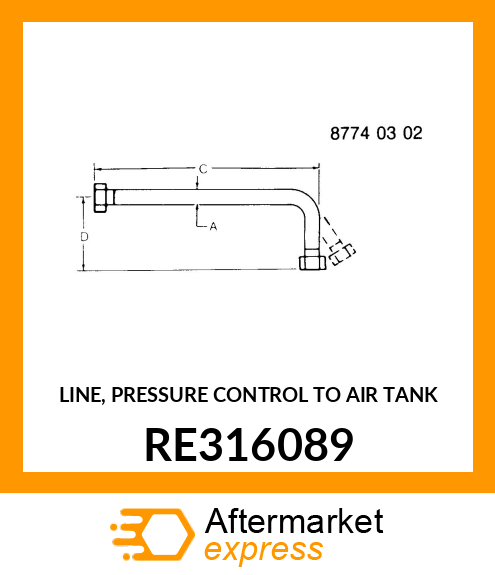 LINE, PRESSURE CONTROL TO AIR TANK RE316089