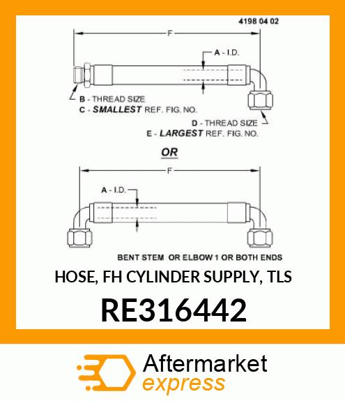 HOSE, FH CYLINDER SUPPLY, TLS RE316442