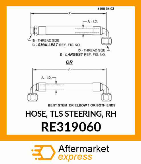 HOSE, TLS STEERING, RH RE319060