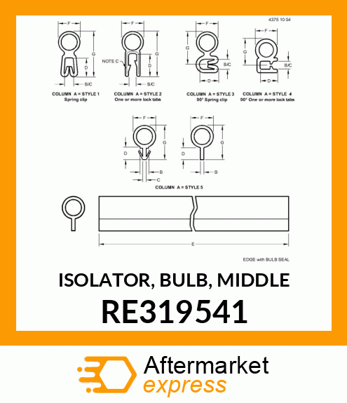 ISOLATOR, BULB, MIDDLE RE319541