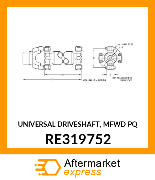 UNIVERSAL DRIVESHAFT, MFWD PQ RE319752